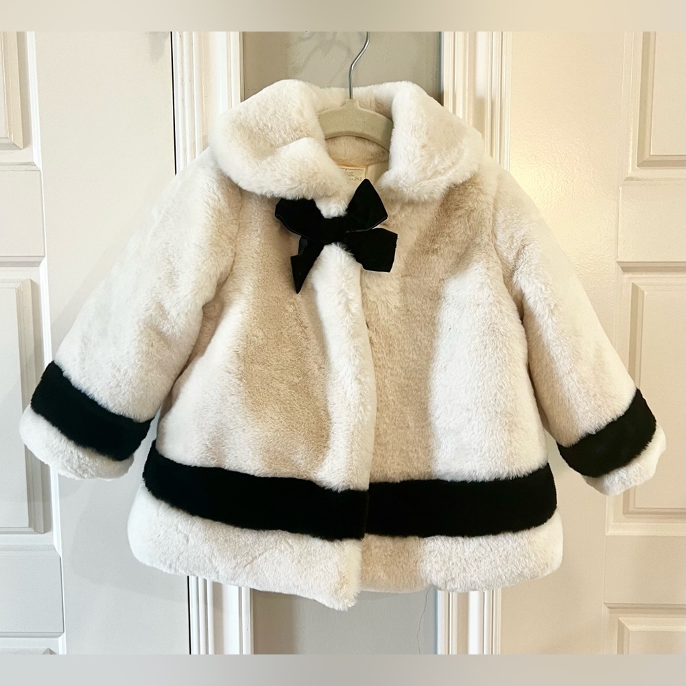 Toddler Black and White Faux Fur Coat